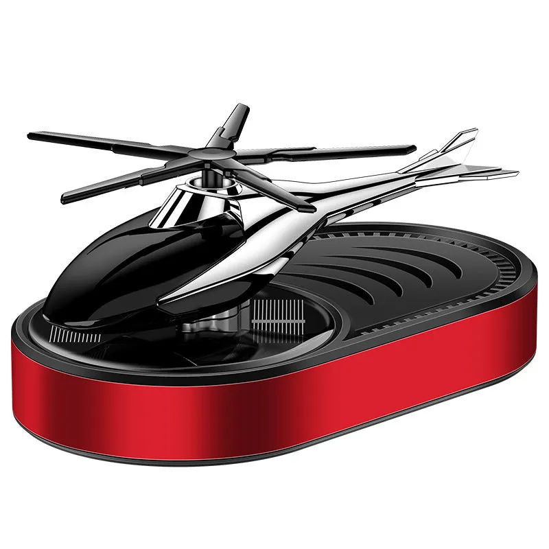 Solar car aromatherapy unit in black plastic for dashboard odour removal with fragrant tablet