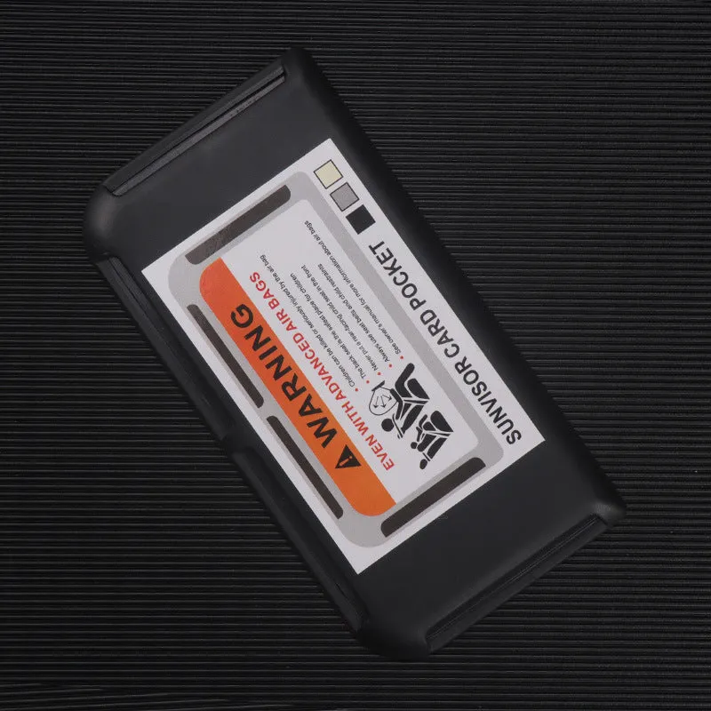 Black car sun visor card holder with four slots for driving licence and parking permits