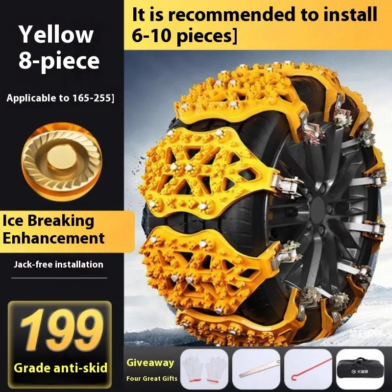 Set of rubber anti-skid tyre chains for winter use on car or SUV tyres 165-255mm