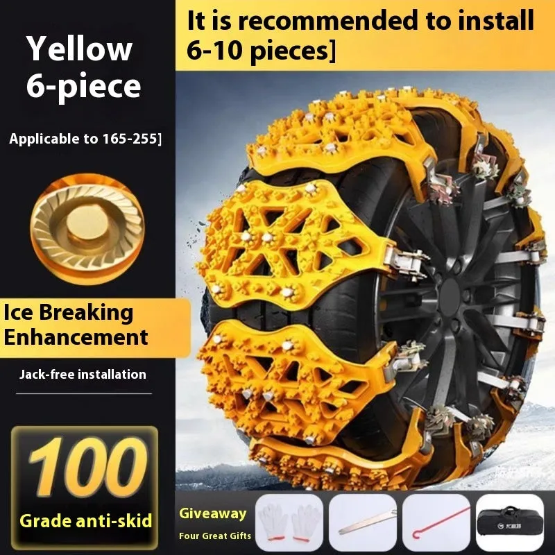 Set of rubber anti-skid tyre chains for winter use on car or SUV tyres 165-255mm