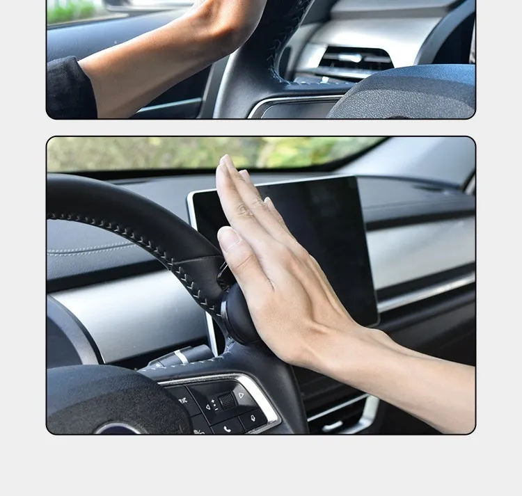 Black and blue steering wheel assist balls showing silicone cover and approximate 9cm by 6cm size