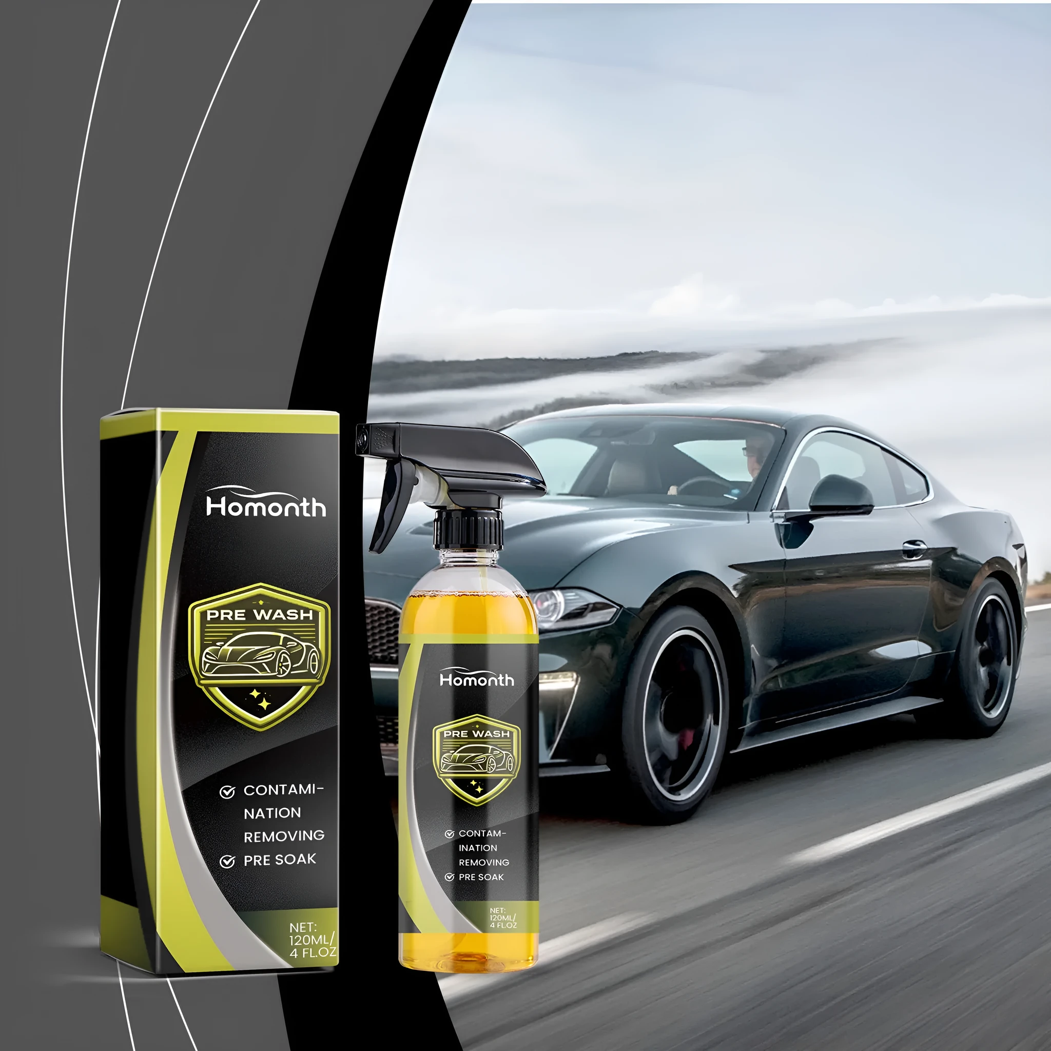 Homonth Automotive Detergent Wipe Free Car Wash Liquid 120ml bottle
