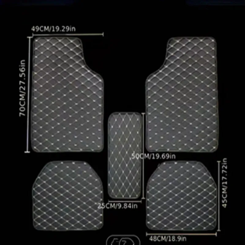 Simple Home leather car mat set five-piece foot pads general fit beige black coffee color wine red