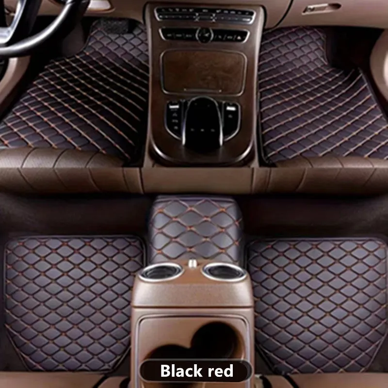 Simple Home leather car mat set five-piece foot pads general fit beige black coffee color wine red