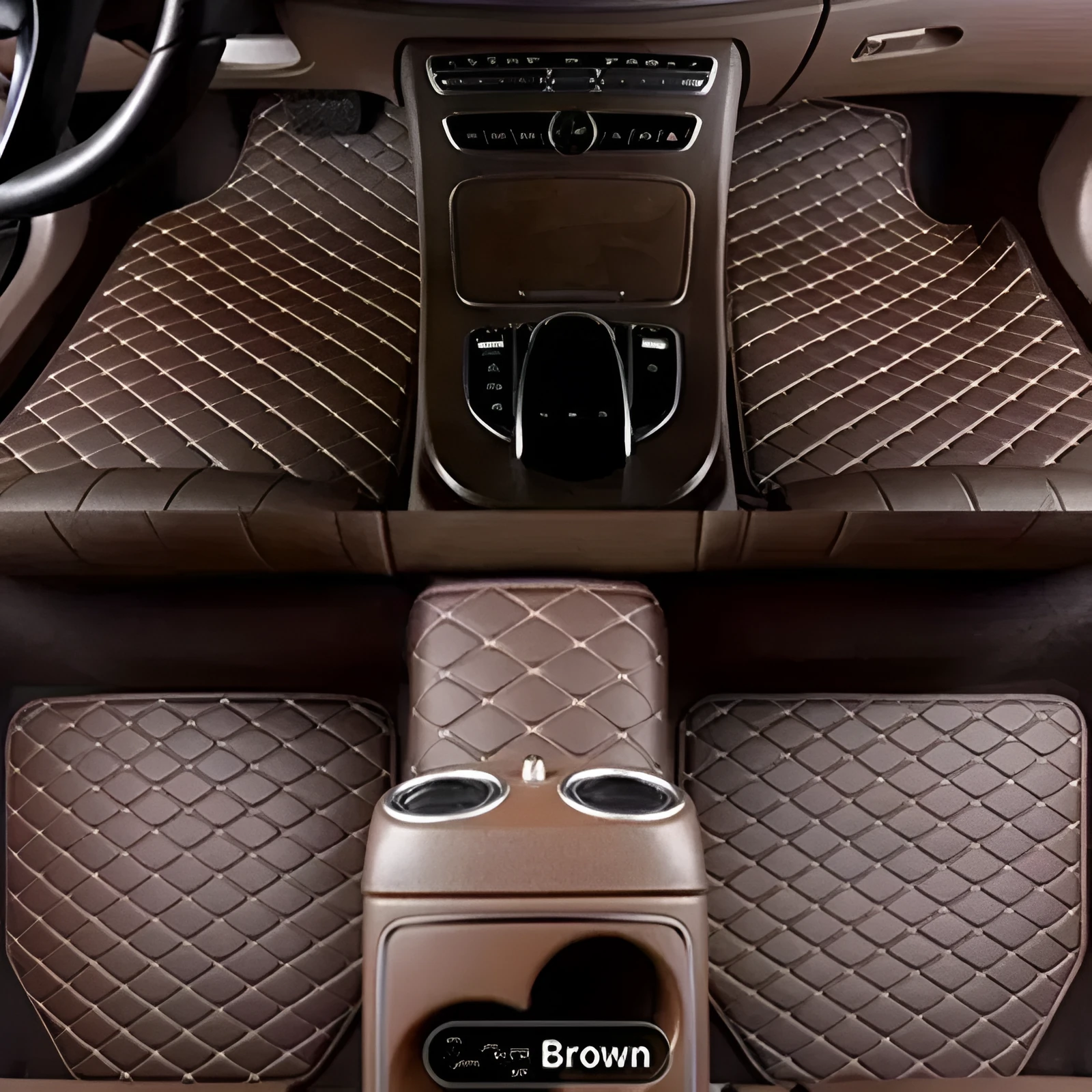 Simple Home leather car mat set five-piece foot pads general fit beige black coffee color wine red