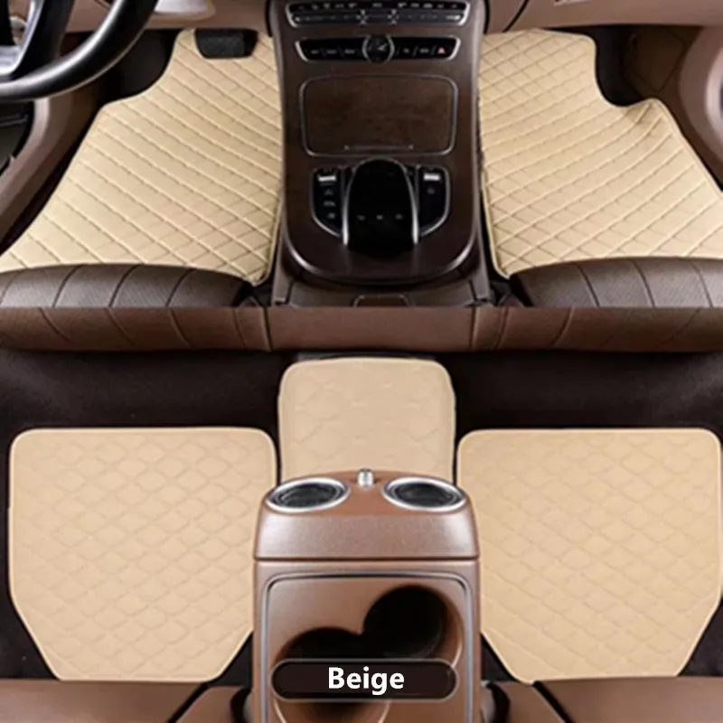 Simple Home leather car mat set five-piece foot pads general fit beige black coffee color wine red