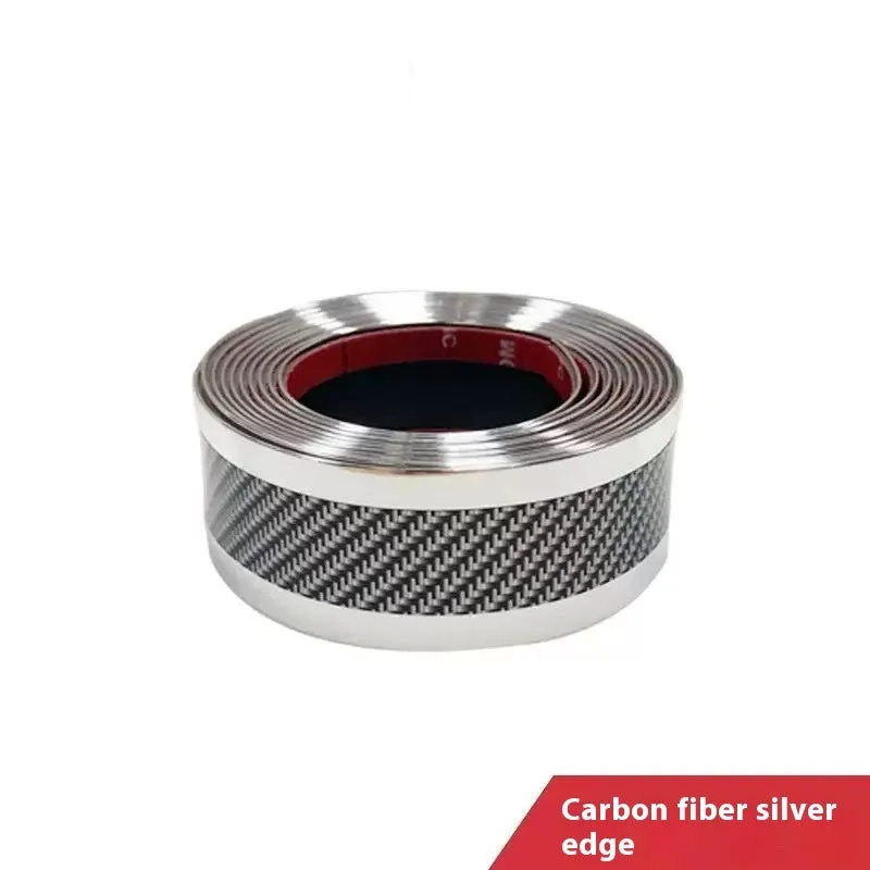 Automobile door strip with carbon diamond particles in silver colour on car door edge