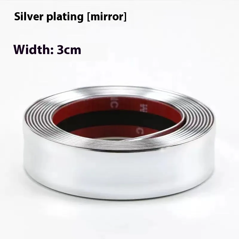 Automobile door strip with carbon diamond particles in silver colour on car door edge