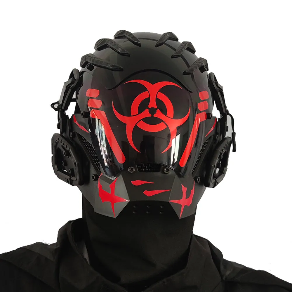 Matte black full face creative prop helmet mask for cosplay and costume parties.