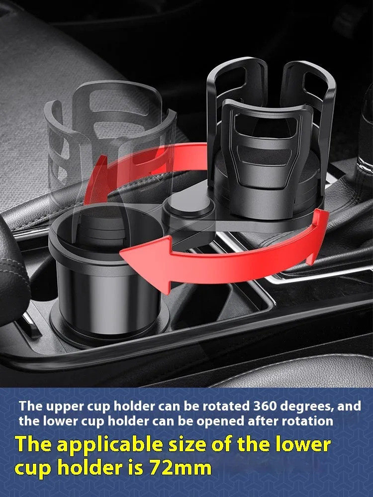 Black ABS plastic car drink holder one divided into two cup holder meal tray on vehicle centre console