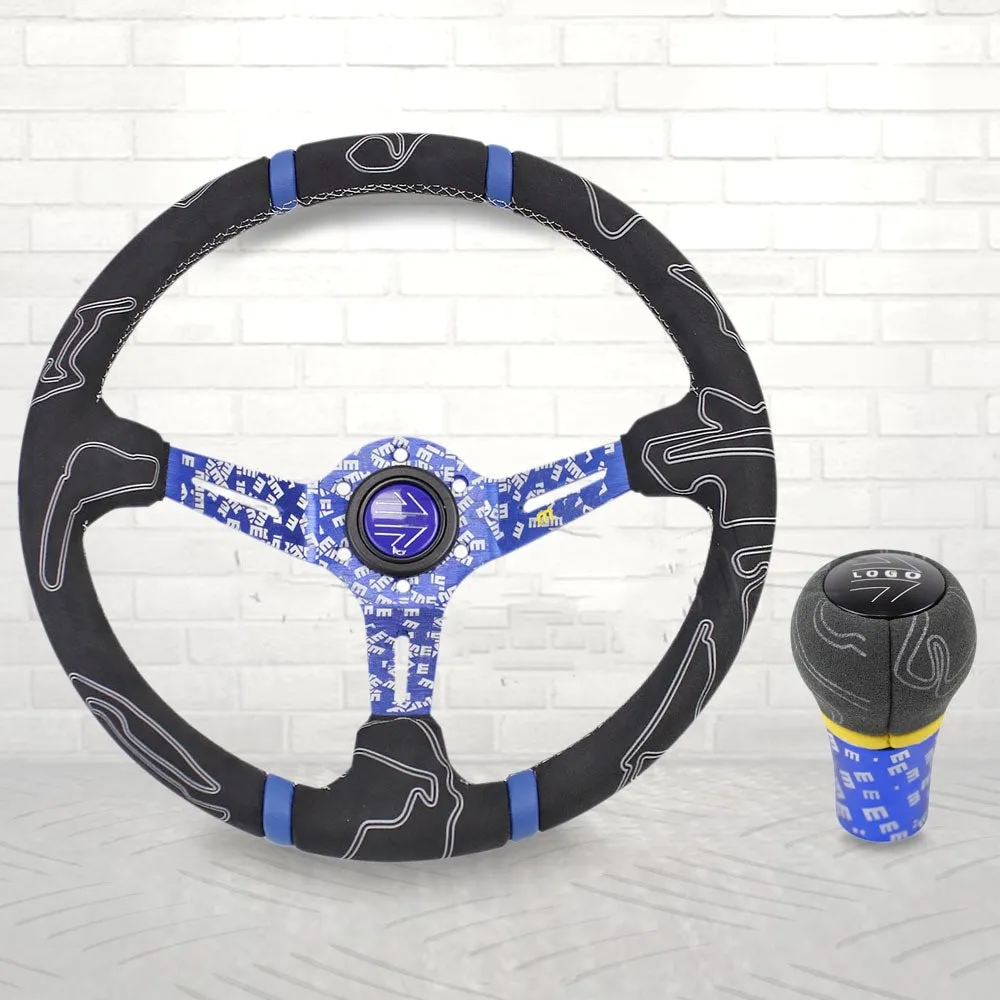 Matte leather graffiti 14-inch modified steering wheel black alloy universal fit