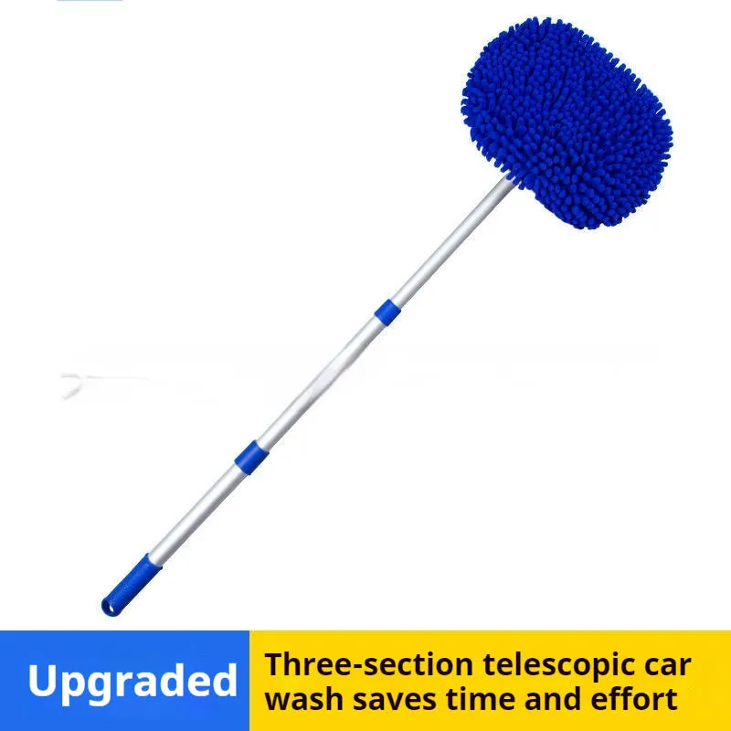 Three sections aluminium alloy telescopic car mop with green cotton head for car washing