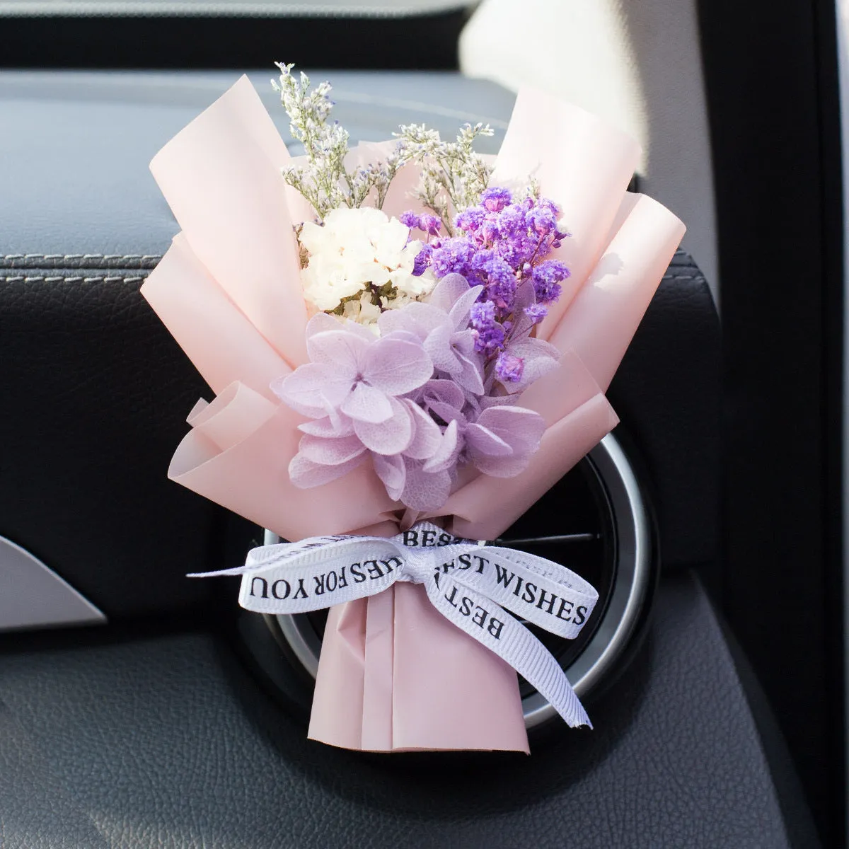 Handmade dried flower car vent perfume with scented inserts in various colours