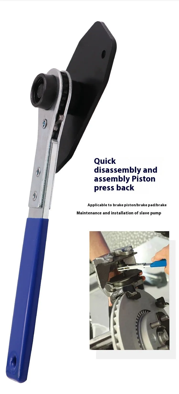 Galvanised disc brake piston compression separator wrench in blue and orange colour options