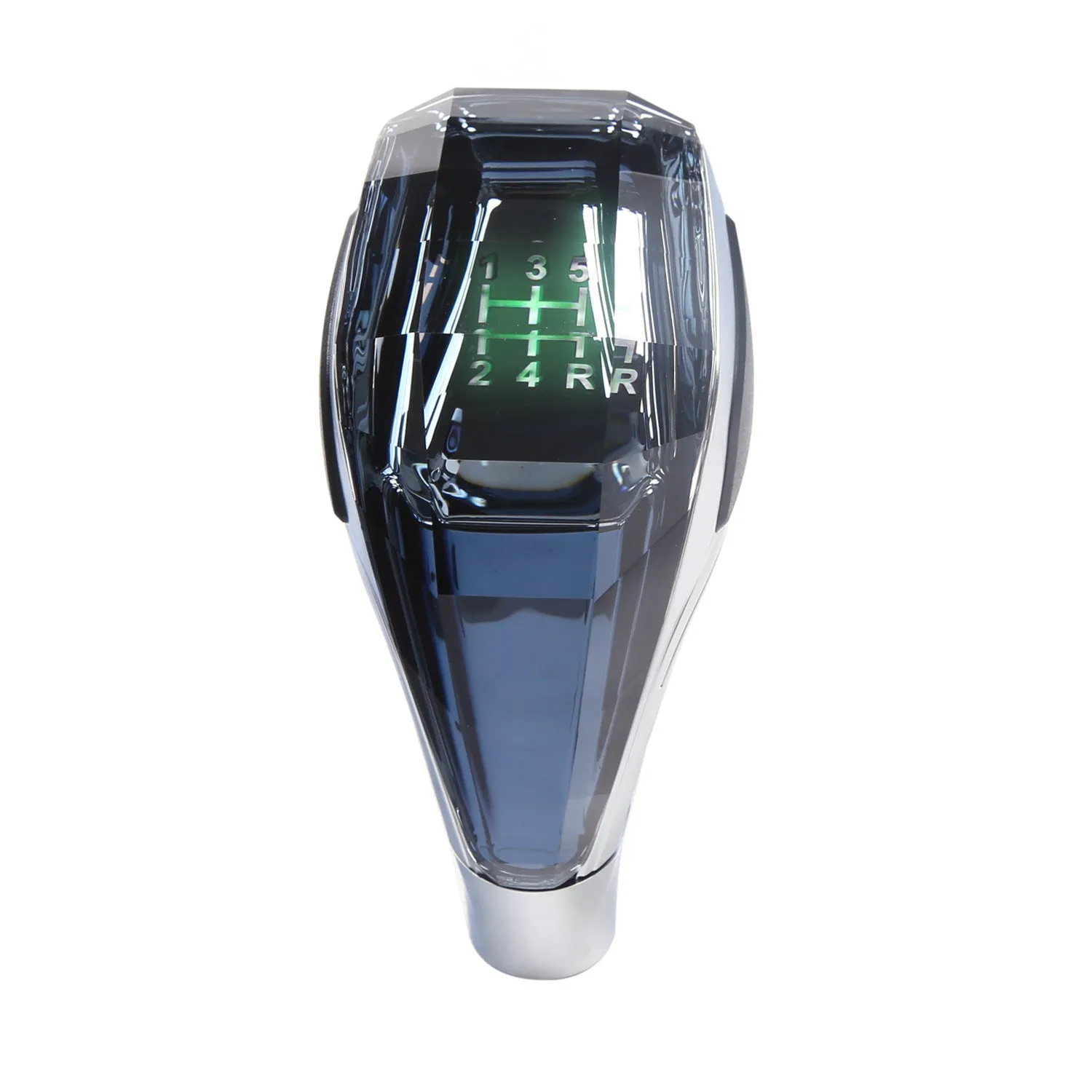 Crystal touch sensing luminous gear head with metal matte finish and colourful LED lighting