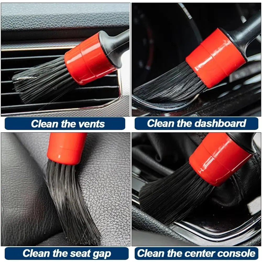 17-piece car detailing brush kit with nylon bristles and drill attachment in multicolour
