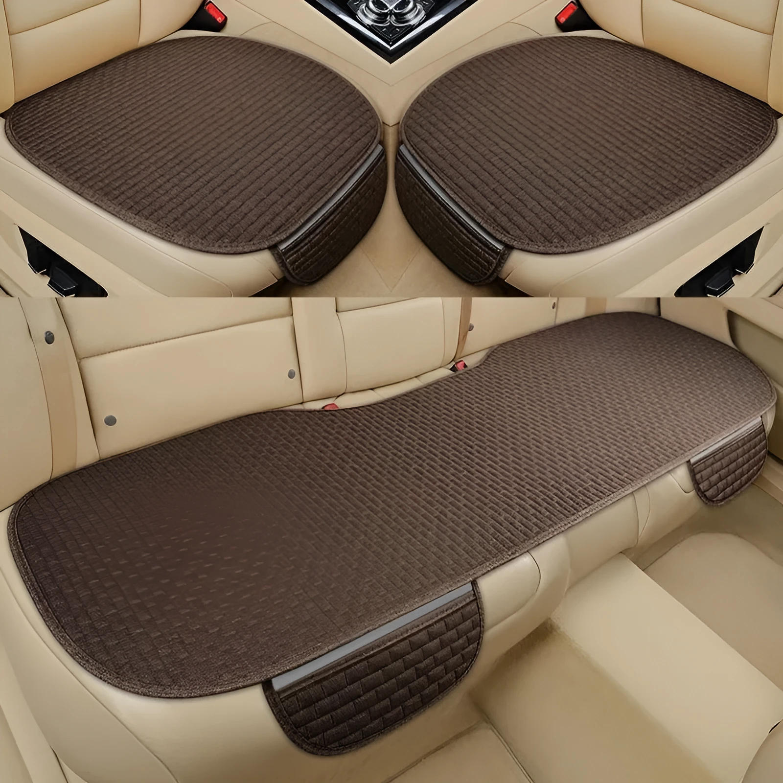 Linen plaid pattern car cushion with business hemming in classic colours on car seat