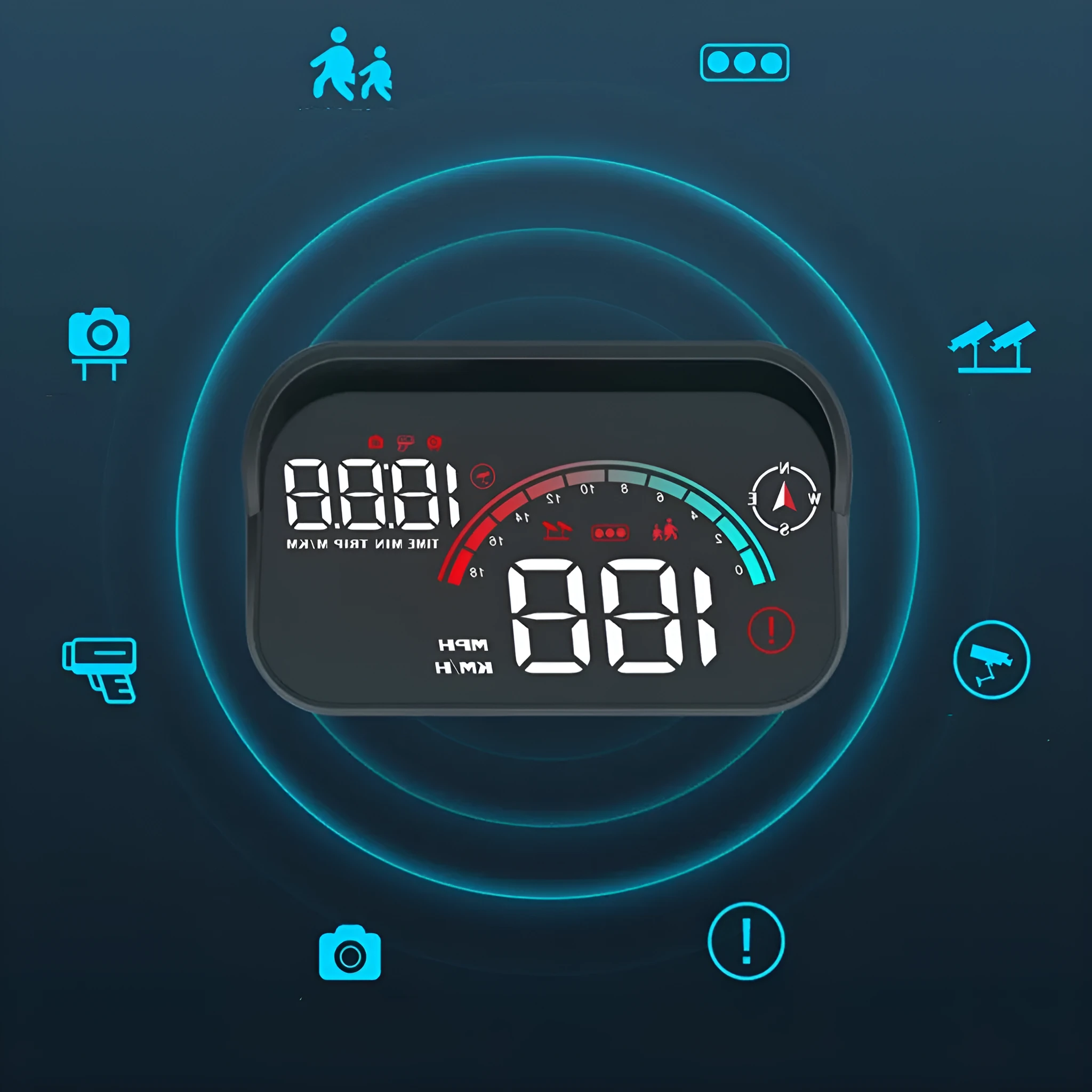 M22 GPS HUD head-up display with 3.5in HD LED screen and universal OBD cable for car dashboard