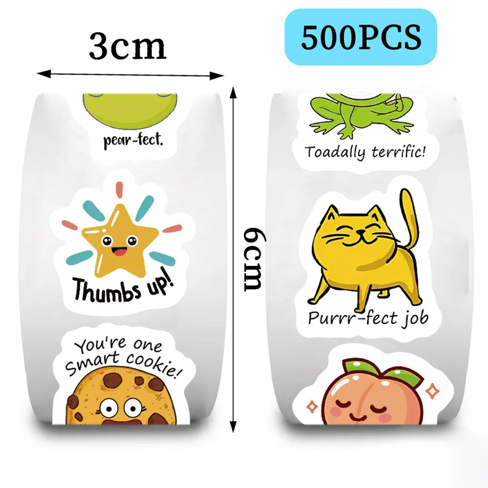 Reward Series DIY Children's Toy Stickers roll white paper printed cute designs 500 sheets