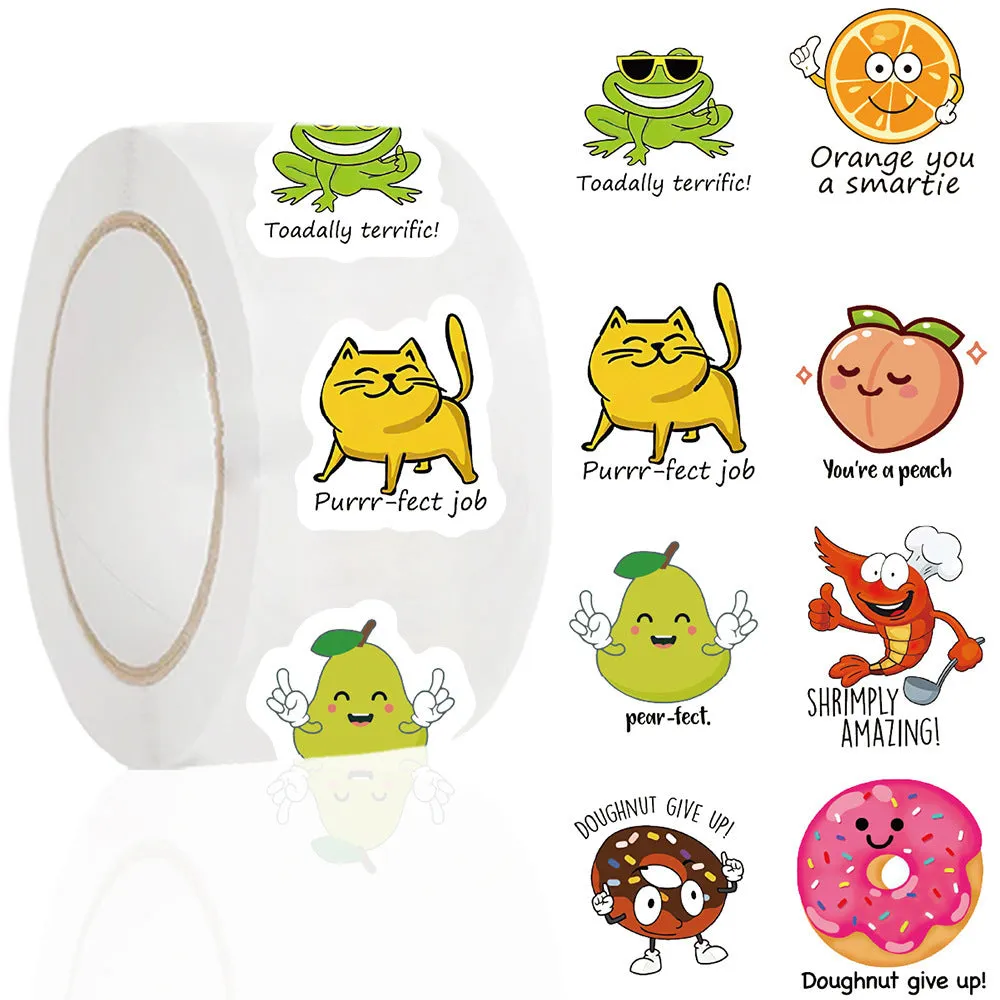 Reward Series DIY Children's Toy Stickers roll white paper printed cute designs 500 sheets