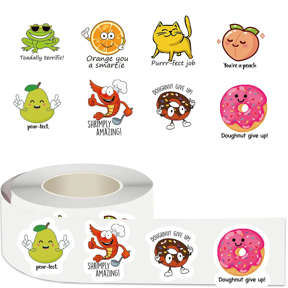 Reward Series DIY Children's Toy Stickers roll white paper printed cute designs 500 sheets