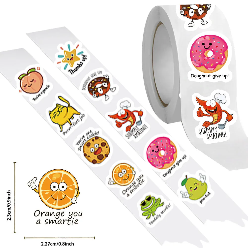 Reward Series DIY Children's Toy Stickers roll white paper printed cute designs 500 sheets