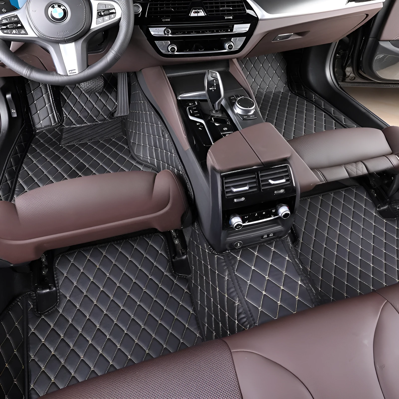 Gray TPE XPE car floor mat for five seats with odourless non-slip surface