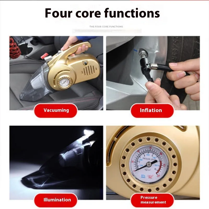 Gold ABS 12v four-in-one wet and dry car vacuum cleaner 35 x 18 cm