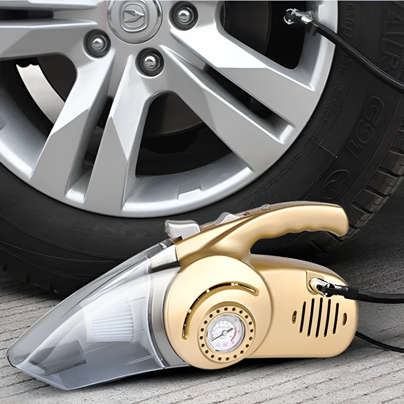 Gold ABS 12v four-in-one wet and dry car vacuum cleaner 35 x 18 cm