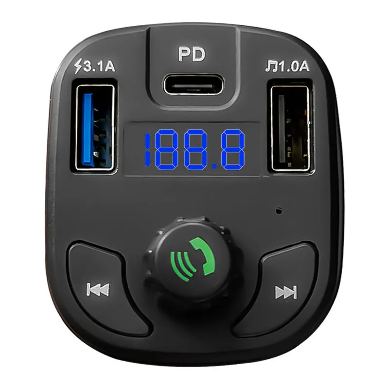Portable Home F17 black car charger Bluetooth receiver with FM transmitter and USB ports