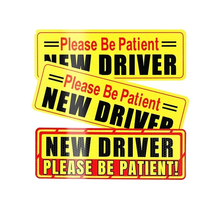 Personalised reflective bumper sticker for novice drivers, 22.5 x 8.5 cm, acrylic material for car use