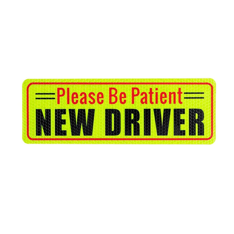 Personalised reflective bumper sticker for novice drivers, 22.5 x 8.5 cm, acrylic material for car use