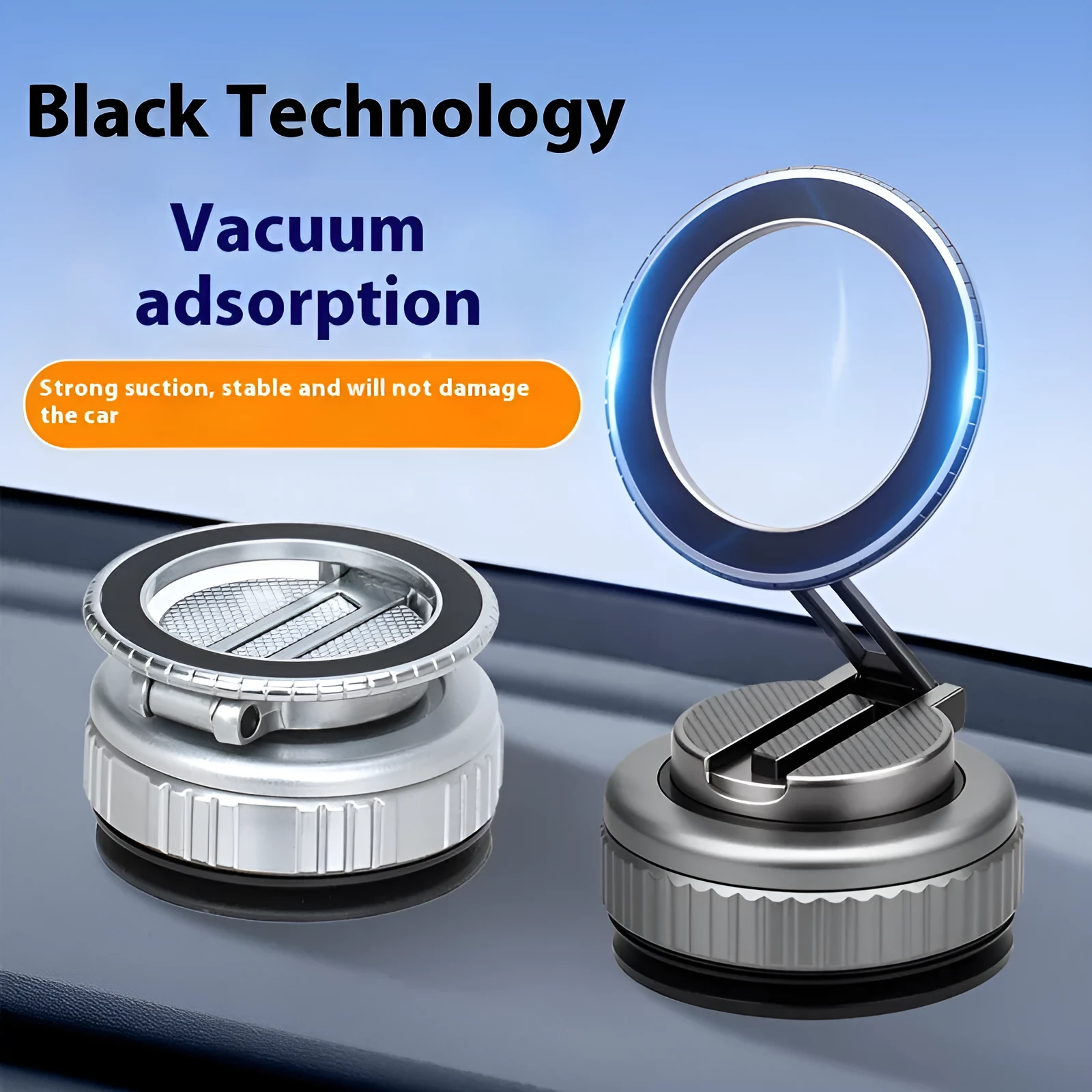 G712 three-axis magnetic suction on-board bracket in silver with 15W wireless charging