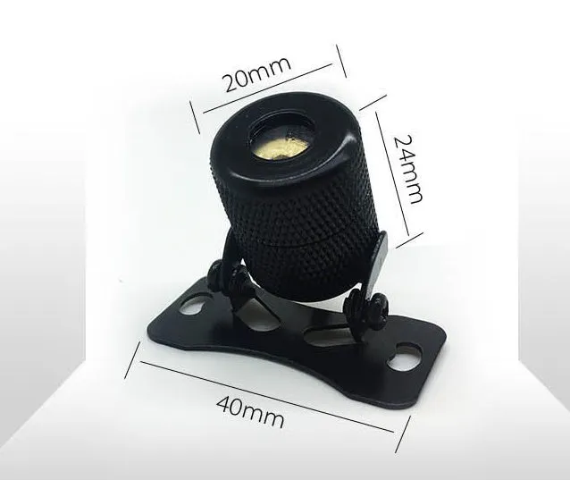 Aluminium housing laser fog lamp with red beam, showing adjustable mount and wiring for 12-24V vehicles.