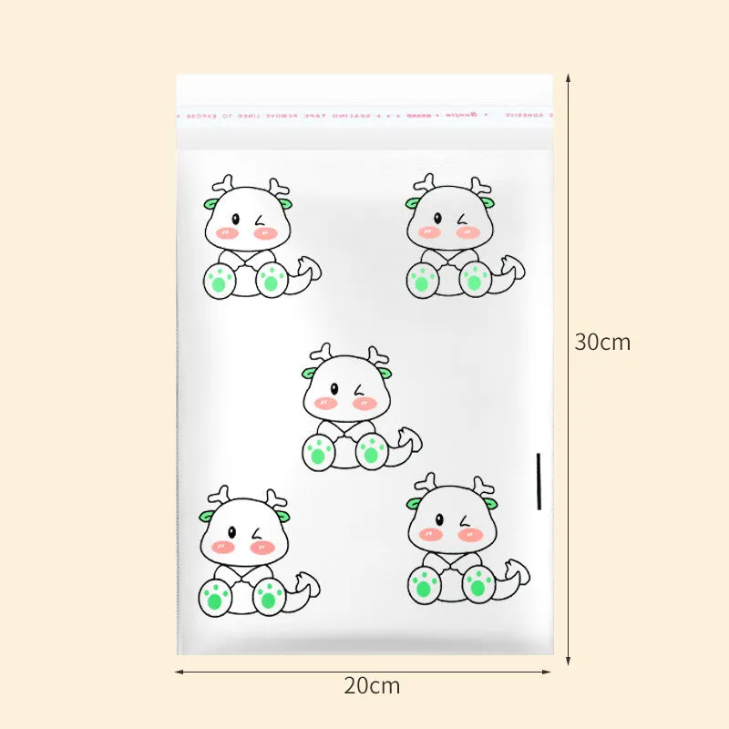PE car trash adhesive clean bag with green foot dragon design stuck on car door panel