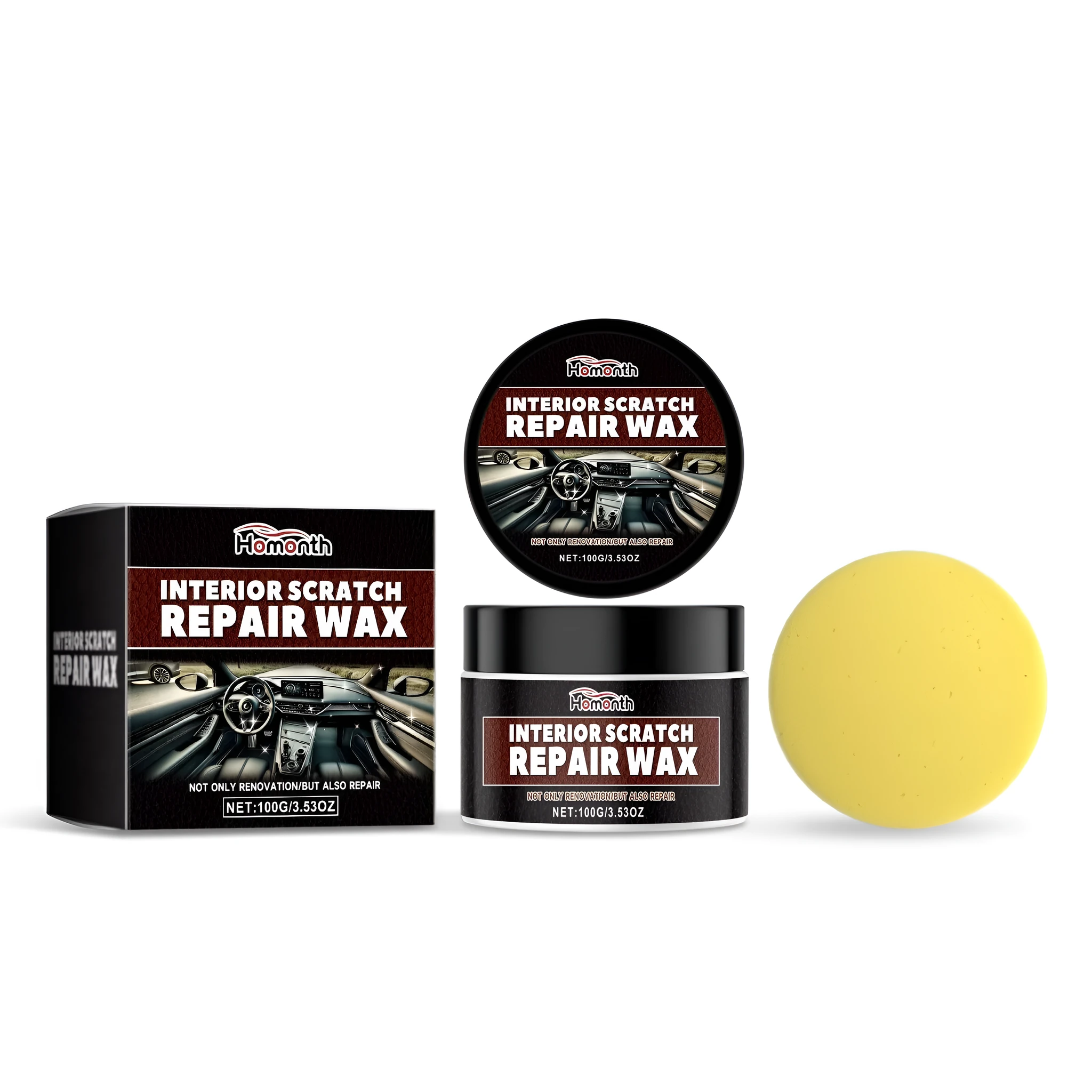 Interior scratch repair wax 100g stick with sponge applicator for wooden furniture and floor scratch filling