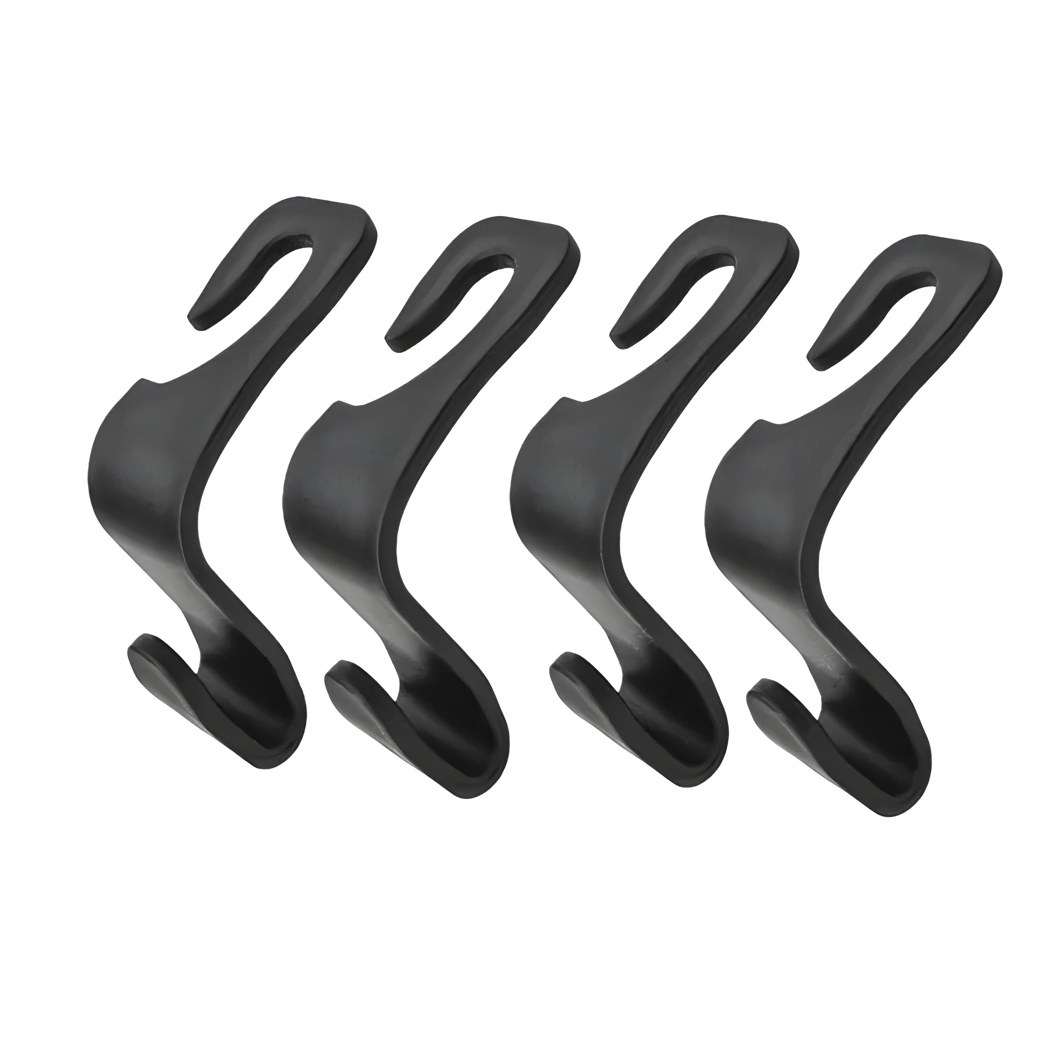 Set of two black OPP car headrest hangers clipped on seat back