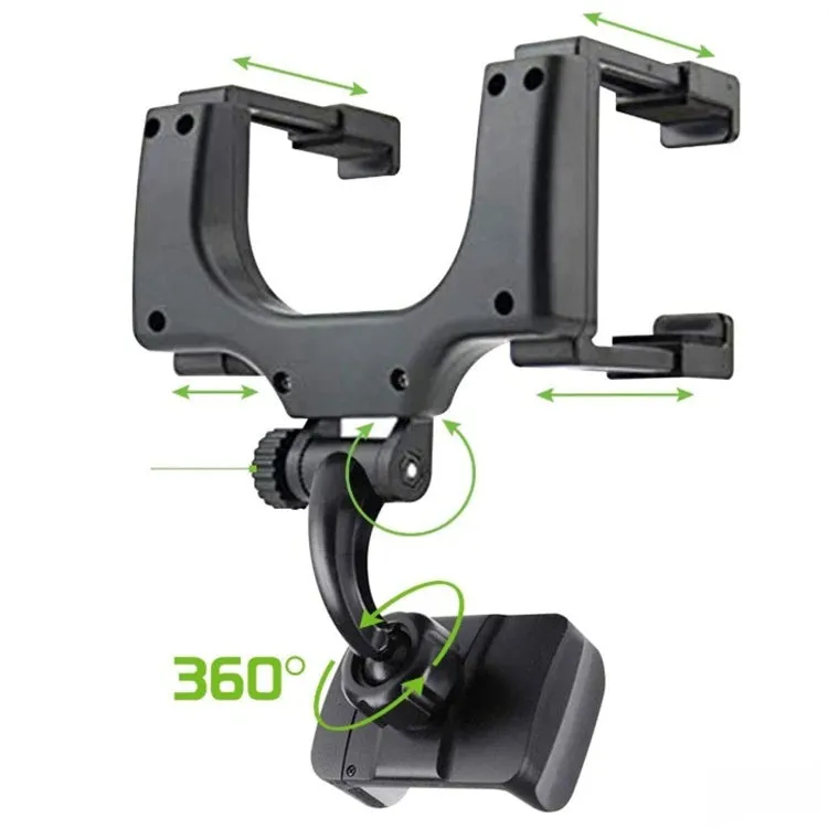 Black plastic car rearview mirror mobile phone navigation bracket and driving recorder fixing clip