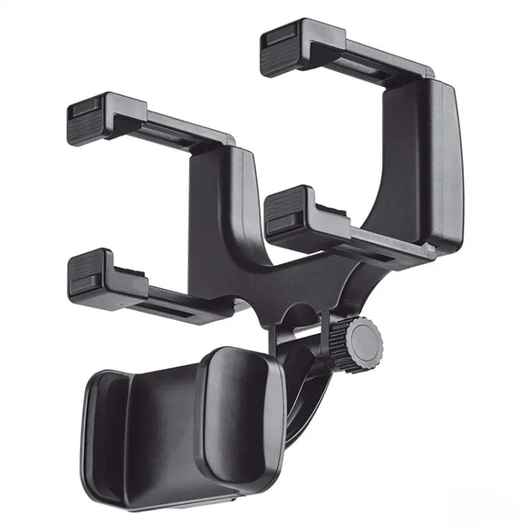 Black plastic car rearview mirror mobile phone navigation bracket and driving recorder fixing clip
