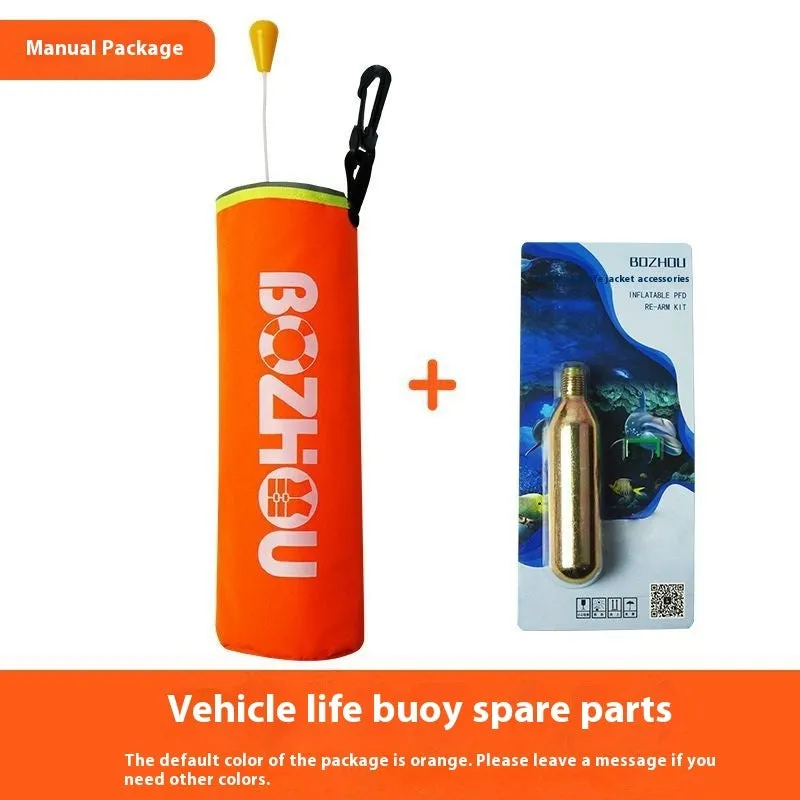 Automatic inflatable life jacket in orange with gas cylinder and 600D Oxford cloth construction for fishing and car use