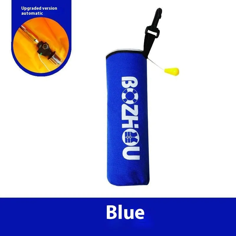 Automatic inflatable life jacket in orange with gas cylinder and 600D Oxford cloth construction for fishing and car use