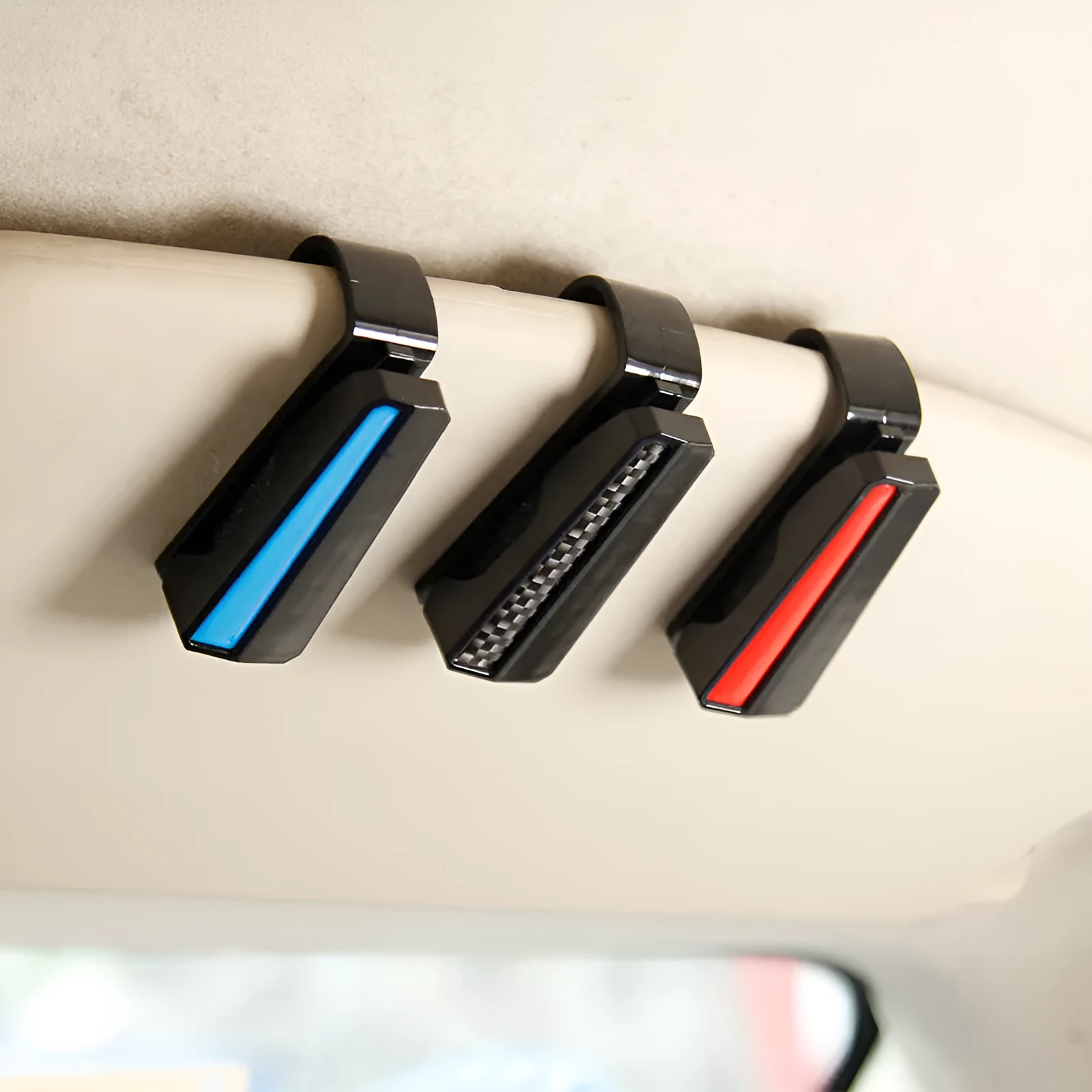 Car sunshade sunglasses holder multifunctional clip in black PC material