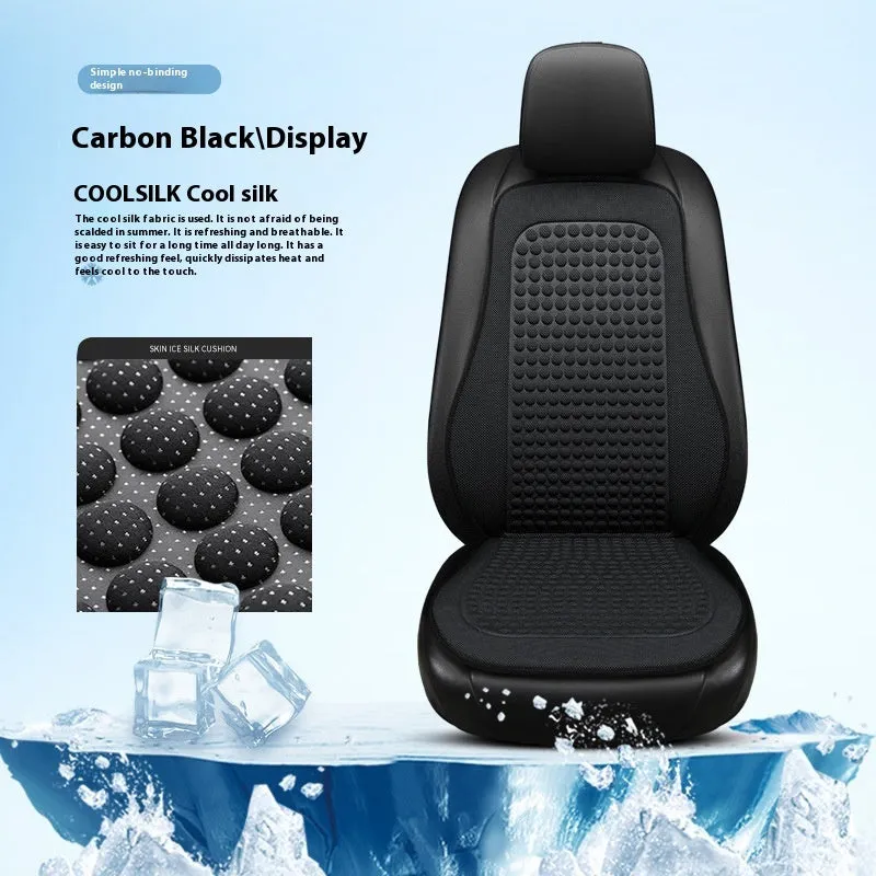 Cool Silk tie-free car seat cushion with massage function in carbon black for single seat