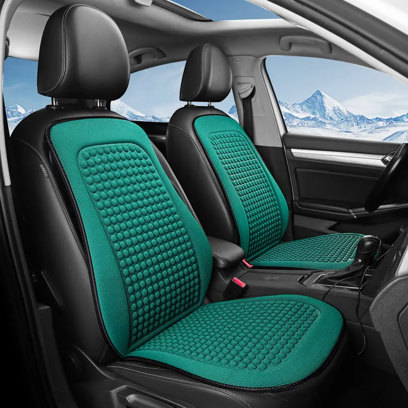 Cool Silk tie-free car seat cushion with massage function in carbon black for single seat