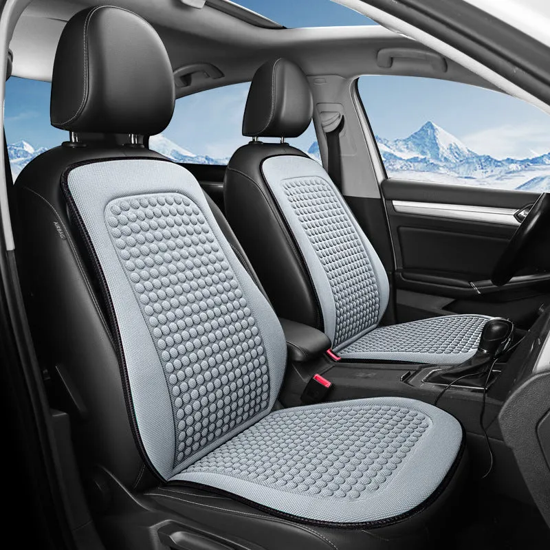 Cool Silk tie-free car seat cushion with massage function in carbon black for single seat