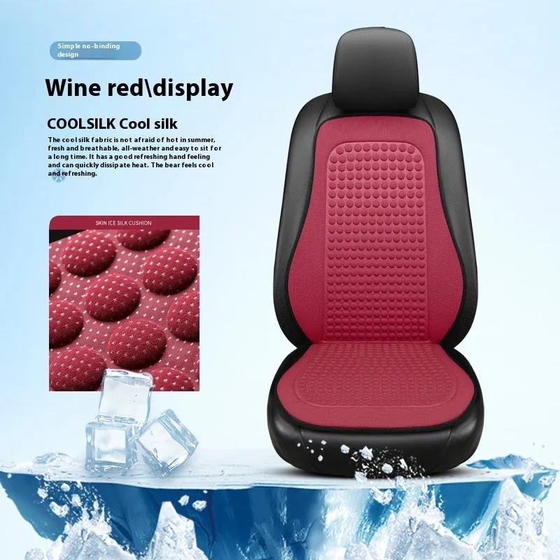 Cool Silk tie-free car seat cushion with massage function in carbon black for single seat