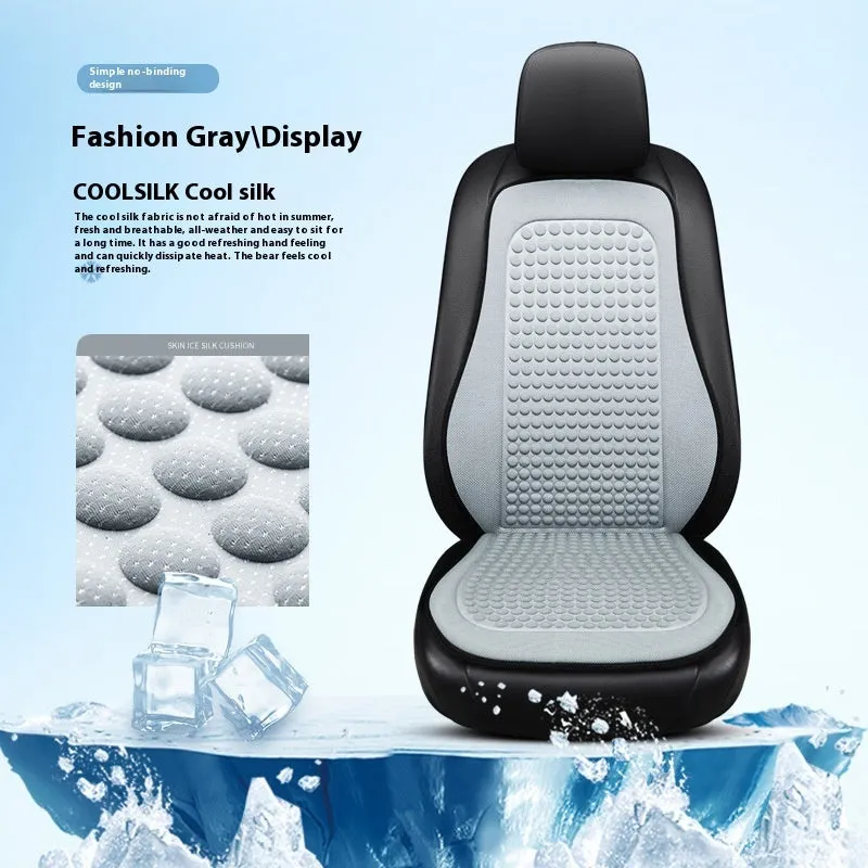 Cool Silk tie-free car seat cushion with massage function in carbon black for single seat