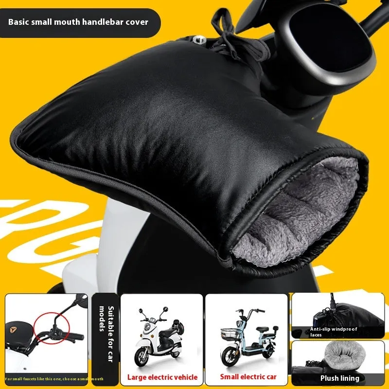 Grey reflective Electric Motorcycle Handle Grip Winter Thermal Waterproof Gloves with fleece lining for tricycle handlebars