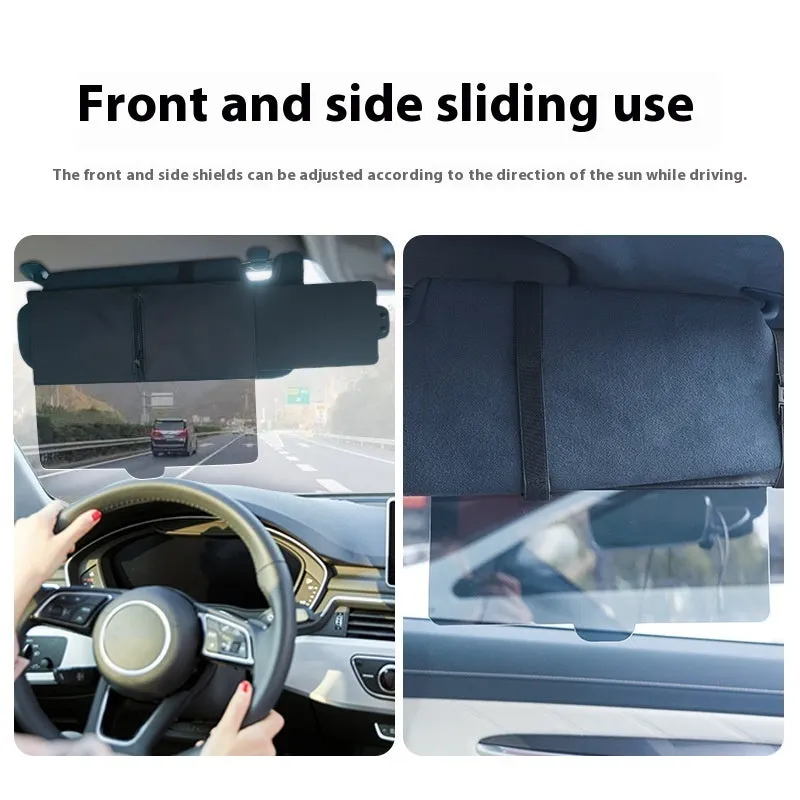 Retractable car sun shade PU leather 31x13cm anti-glare business style solid colour