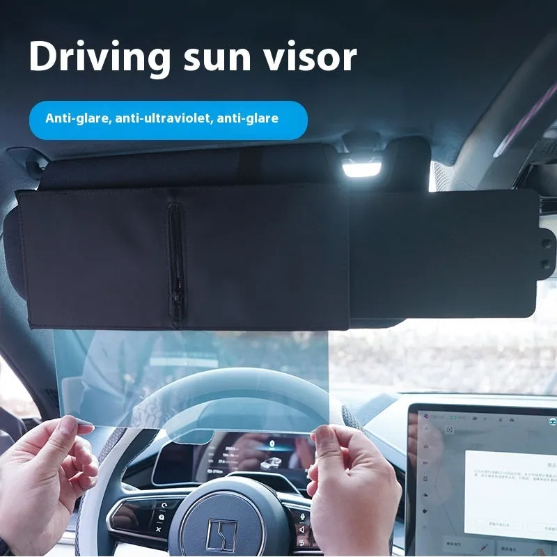 Retractable car sun shade PU leather 31x13cm anti-glare business style solid colour